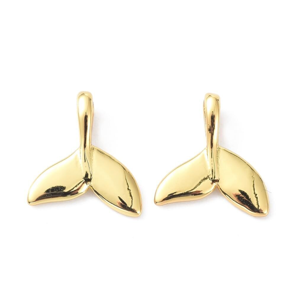 2998 10Pcs Golden Color Fishtail Charms Brass Marine Sea Animal Charms
